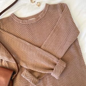 Old Navy Caramel Sweater with Chevron Pattern (M)